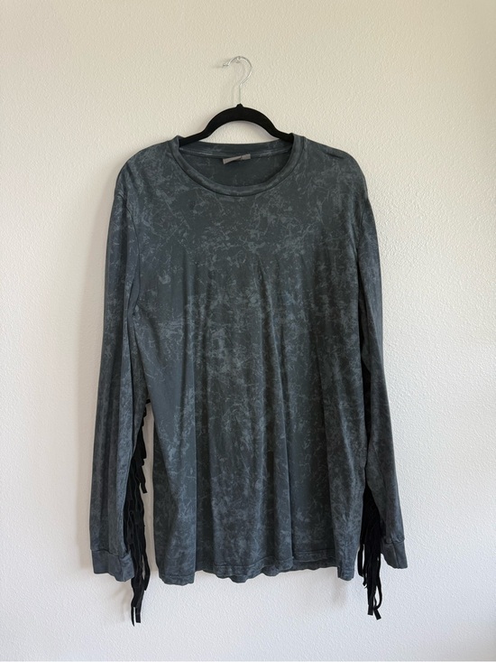 ASOS Other - ASOS Men’s Washed Charcoal Long Sleeve Fringe Tee